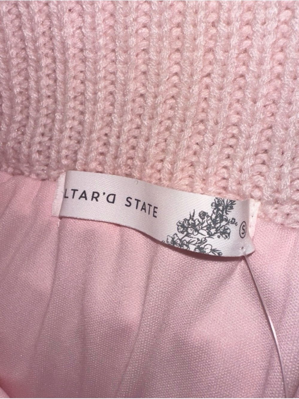 Altar'd State Light Pink Cable Knit Skirt with Heart Details NWT Size S - Picture 3 of 6